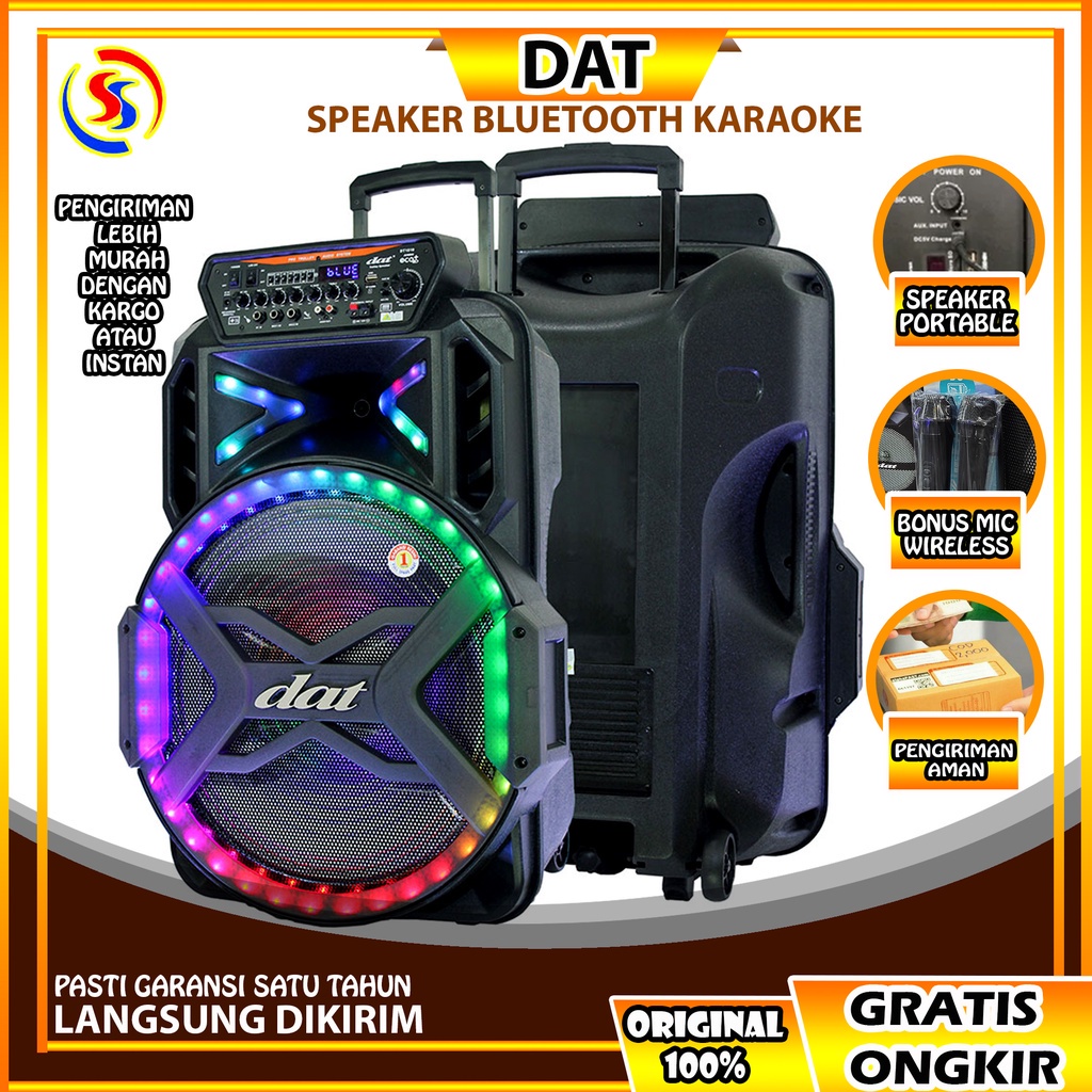 Jual Speaker Bluetooth Speaker Karaoke Speaker Portable 18 Inch DAT DT