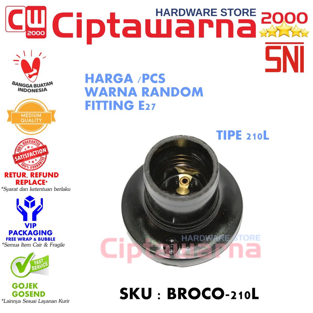 Jual Fitting Ceiling Lampu Plafon E27 Standar Broco Hitam 210L