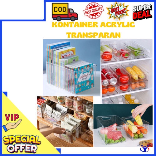 Jual Kotak Kontainer Akrilik Transparan Rak Makanan Kulkas Organizer