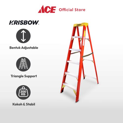 Jual Ace Krisbow Tangga Fiber Glass 6 Step Merah Multifunction Ladder