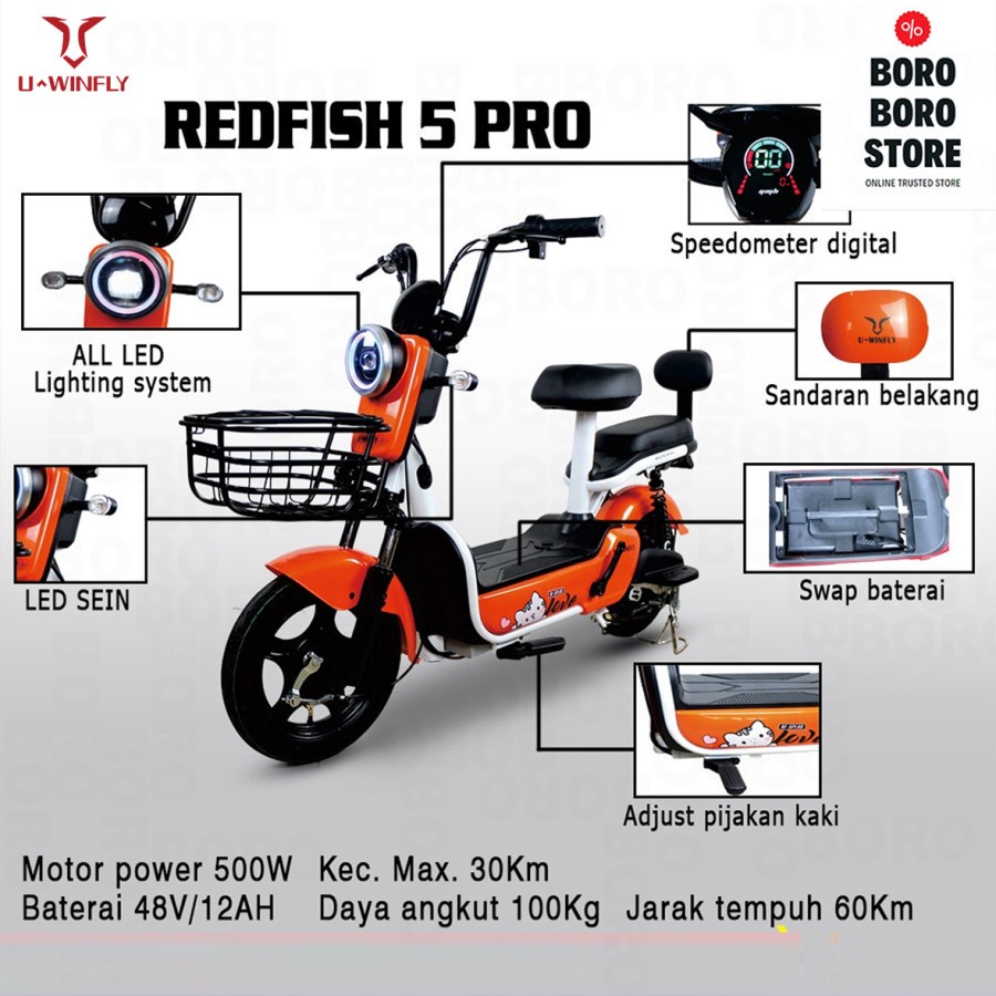 Jual SEPEDA LISTRIK RED FISH 5 PRO RF5 PRO RF 5 UWINFLY REDFISH 5 PRO