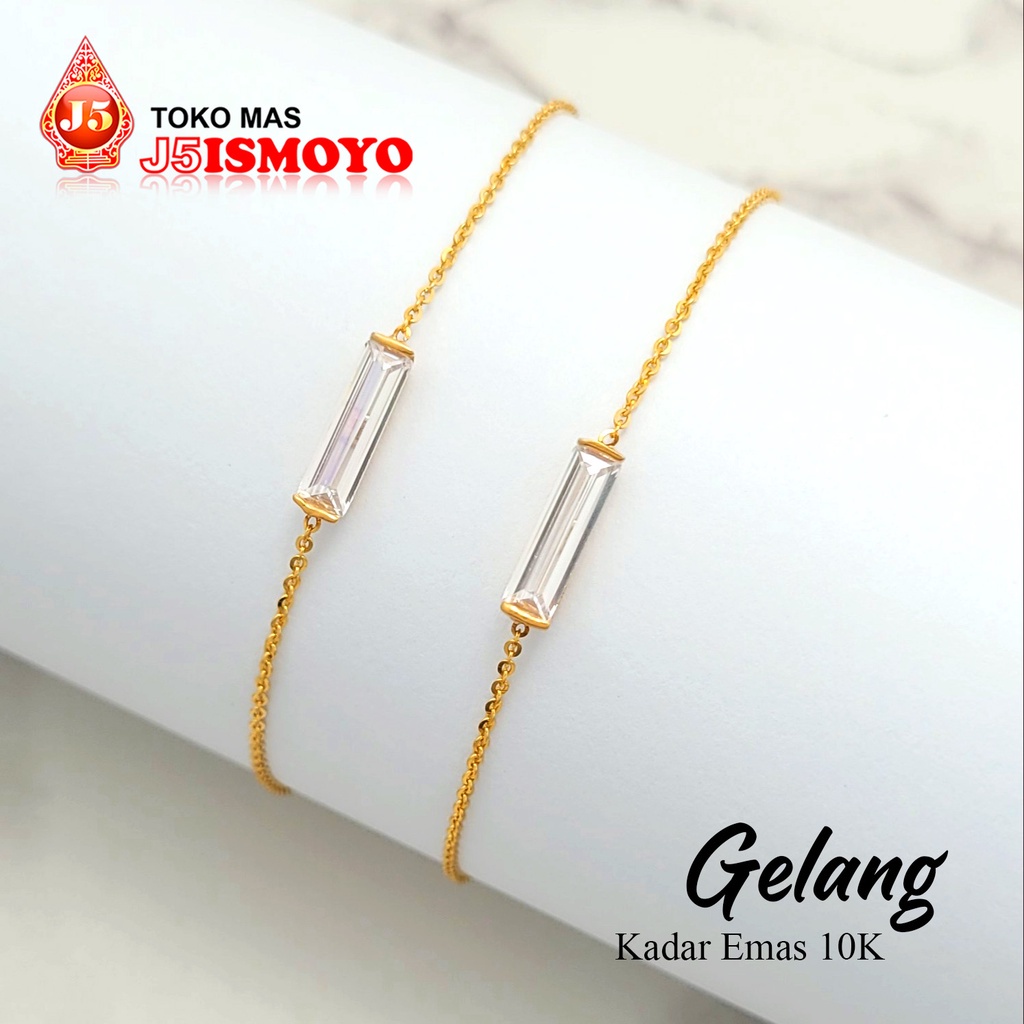 Jual Gelang Emas K Rantai Plat Batu Persegi Putih Simple Dan Elegan