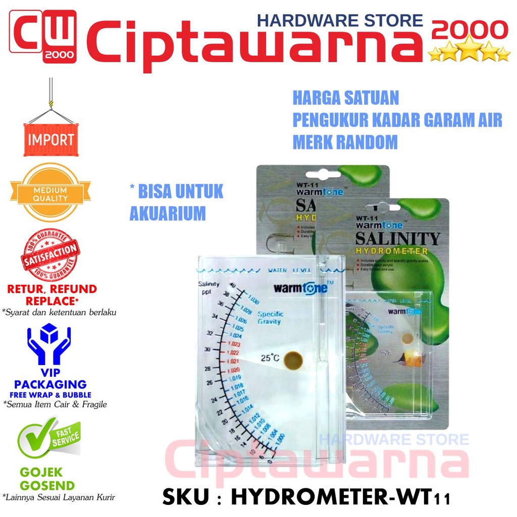 Jual Salinity Meter Hydrometer Salt Water Wt Pengukur Kadar Garam