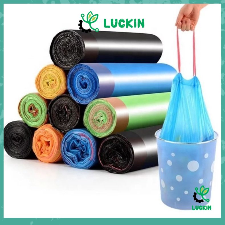 Jual Luckin Kantong Plastik Sampah Roll Dengan Tali 45X50CM Isi 15