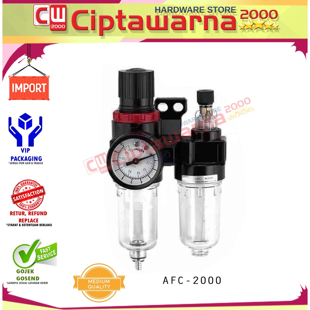 Jual Air Filter Regulator Dan Lubricator Dua Tabung AFC 2000 1 4