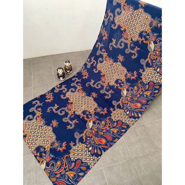 Jual Kain Batik Solo Alusan Merak Kawung Biru Shopee Indonesia