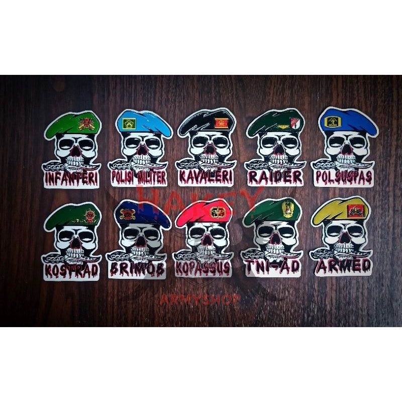 Jual STIKER TENGKORAK EMBOS TIMBUL LOGO TNI AD KOPASUS INFANTREI RAIDER