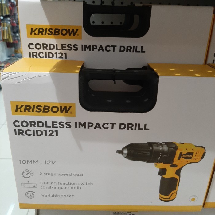 Jual CORDLESS IMPACT DRILL 10MM 12V Krisbow Bor Listrik Tanpa Kabel 10