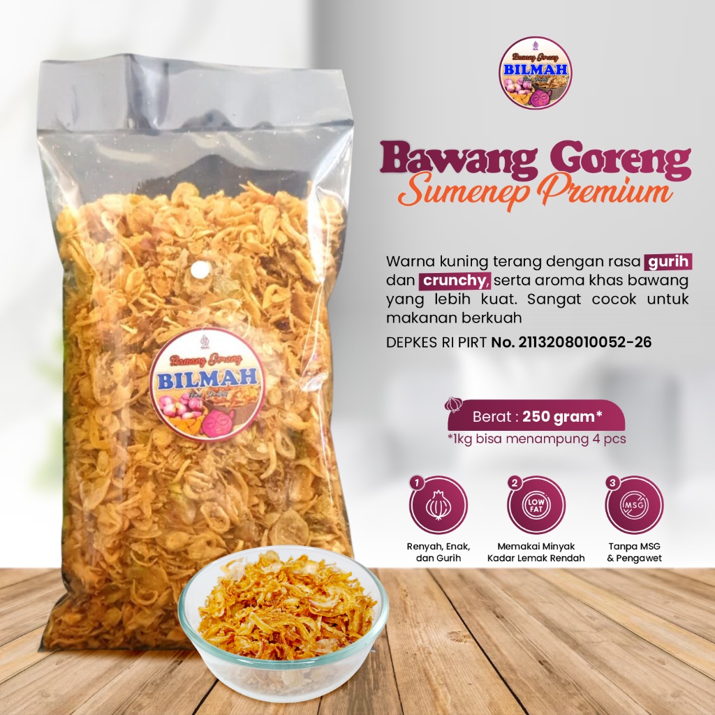 Jual Bilmah Bawang Goreng Asli Sumenep Premium Kemasan Plastik Gram