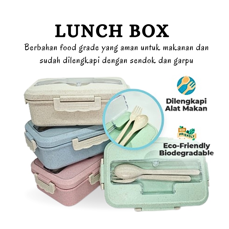 Jual Os E Lunch Box Set Kotak Bekal Makan Jerami Gandum In