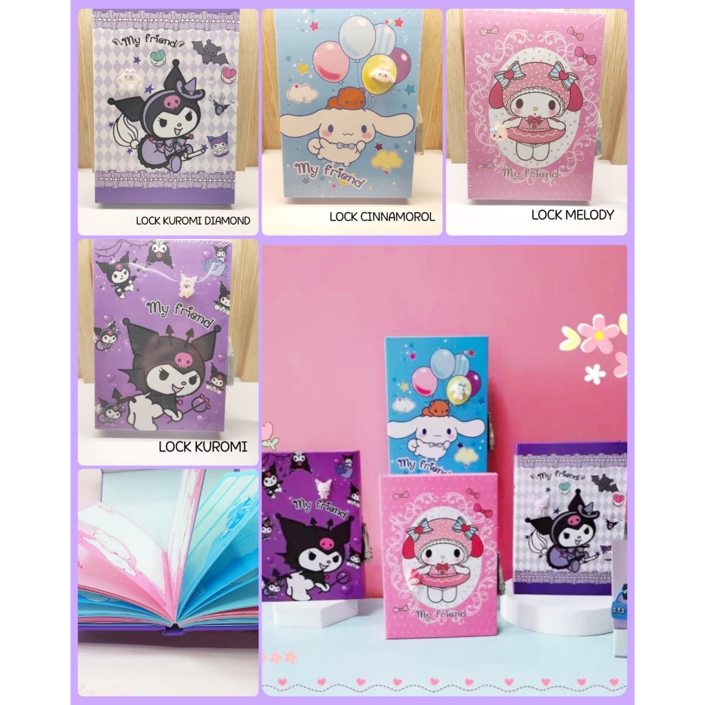 Jual DIARY LOCK SANRIO CINNAMOROLL DIARY KUNCI SANRIO KUROMI