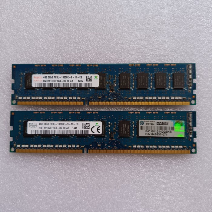 Jual Memory Server DDR3 RAM 4GB 2Rx8 PC3L 10600E Hynix HP P N 647657