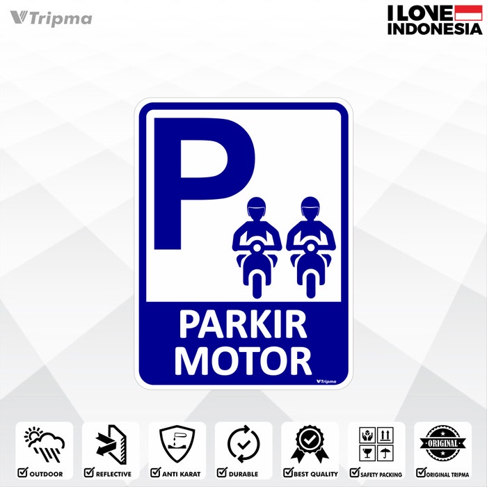 Jual Rambu Parkir Motor Putih Cm X Cm Plat Alumunium Shopee