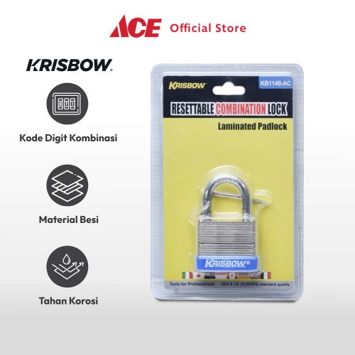 Jual Ace Krisbow Gembok Laminasi Kombinasi Angka Cm Steel Padlock