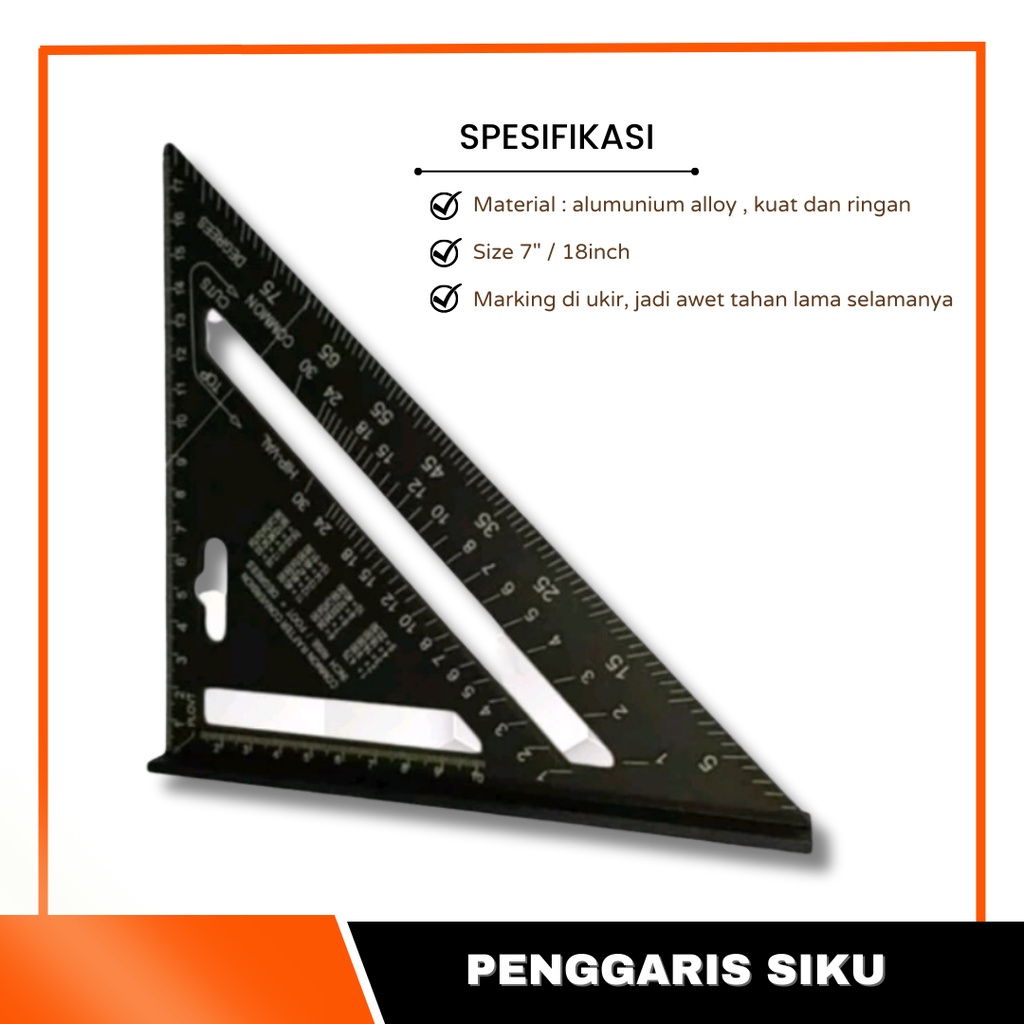 Jual Penggaris Siku Segitiga Speed Square 7 Inch Premium Quality Hitam