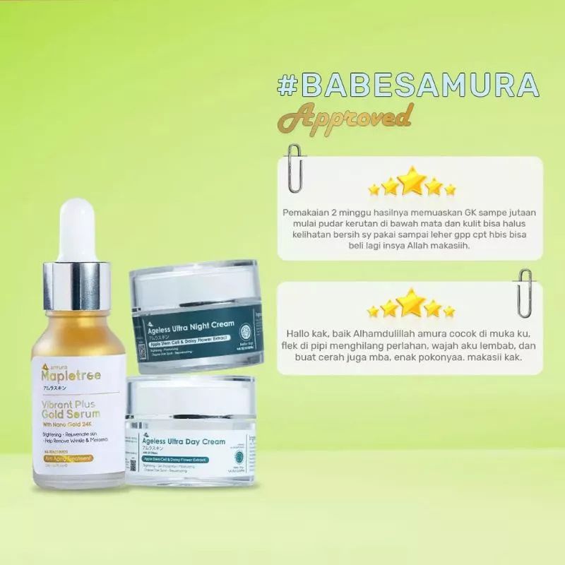 Jual Amura Skincare Paket In Amura Serum Gold Dan Cream Day Night