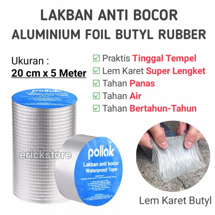 Jual Lakban Aluminium Lem Butyl Penambal Atap Pipa Anti Air Bocor 20cm