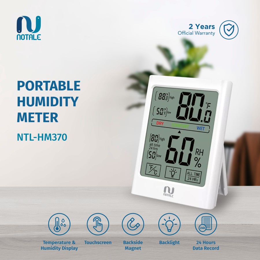 Jual NOTALE Hygrometer Thermometer Humidity Meter Alat Ukur Kelembapan