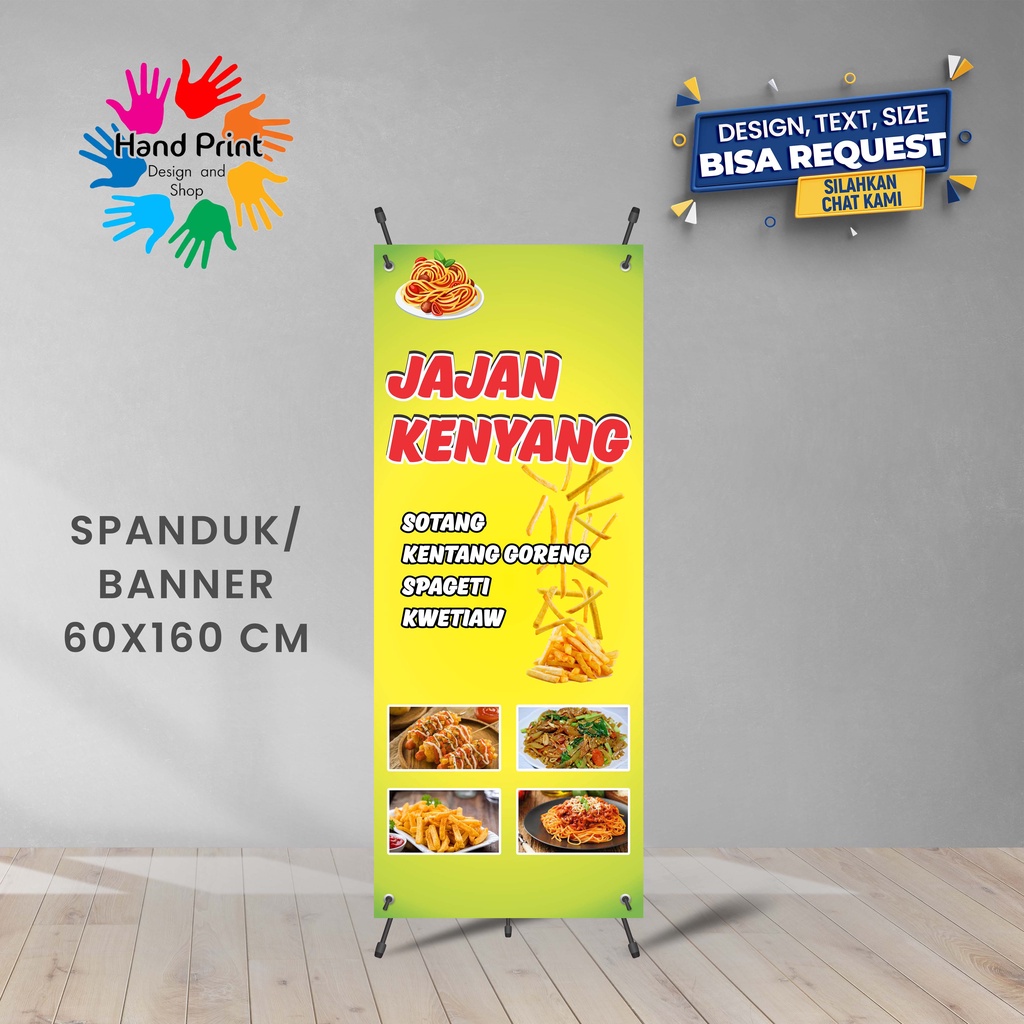 Jual Spanduk Banner Aneka Jajanan Kenyang Sotang Kentang Goreng Spageti