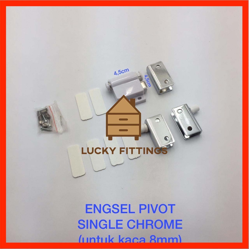 Jual Set Engsel Pivot Single Chrome Baleno Push Magnet Pintu Lemari