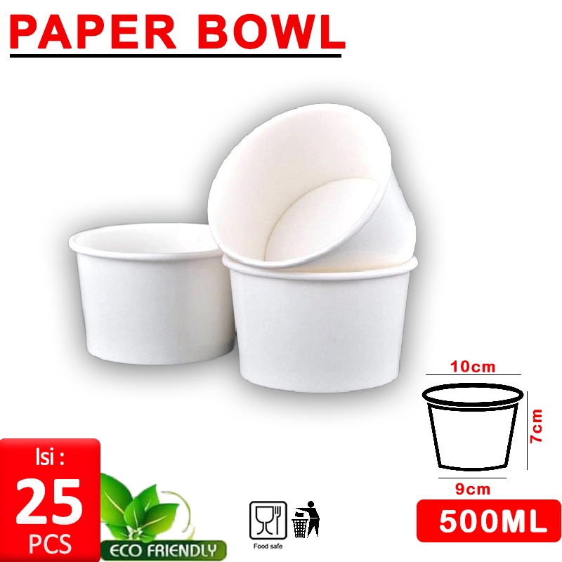 Jual Paper Bowl 500ml 650ml Paper Bowl Tutup Mangkok Kertas Polos