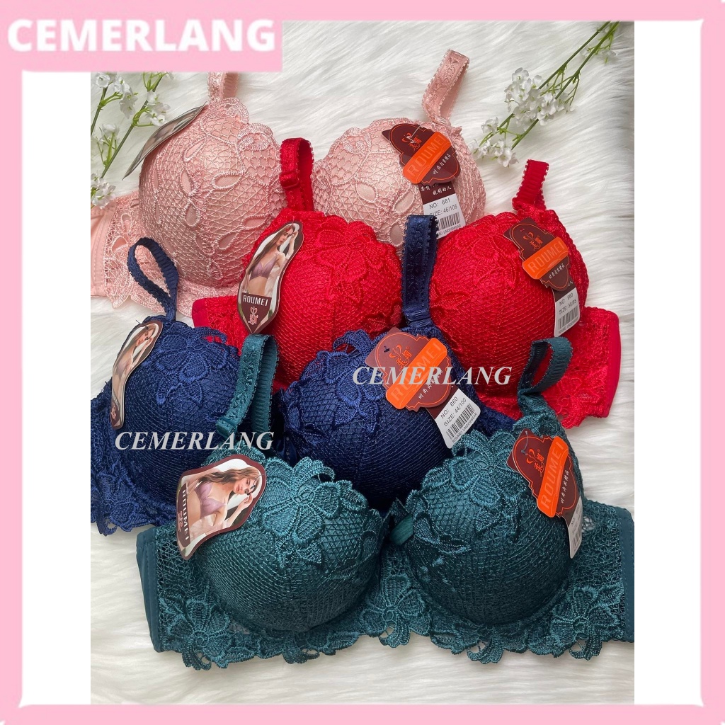 Jual Bh Bra Kawat Busa Tebal Push Up Renda Cantik Kait Size