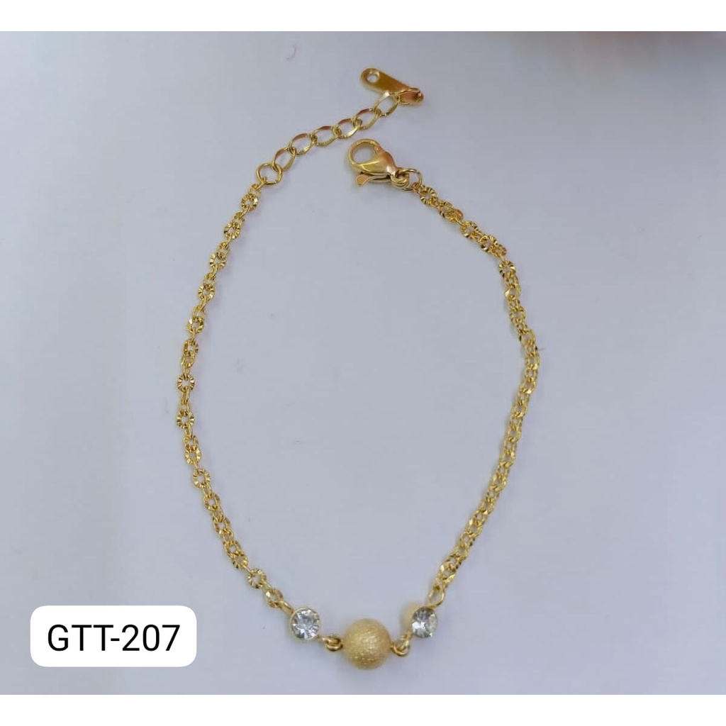 Jual Gelang Tangan Kaki Titanium Rantai Emas Gold Motif Bola Bulat