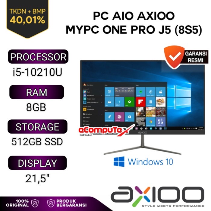 Jual PC AIO AXIOO MYPC ONE PRO J5 8S5 I5 8GB 512GB SSD 22 TKDN