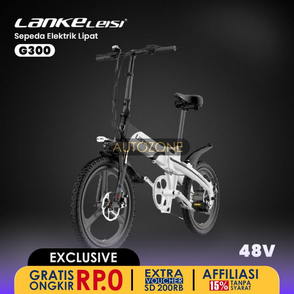 Jual Lankeleisi Sepeda Listrik Lipat Folding Bike Moped 48V 10Ah G300