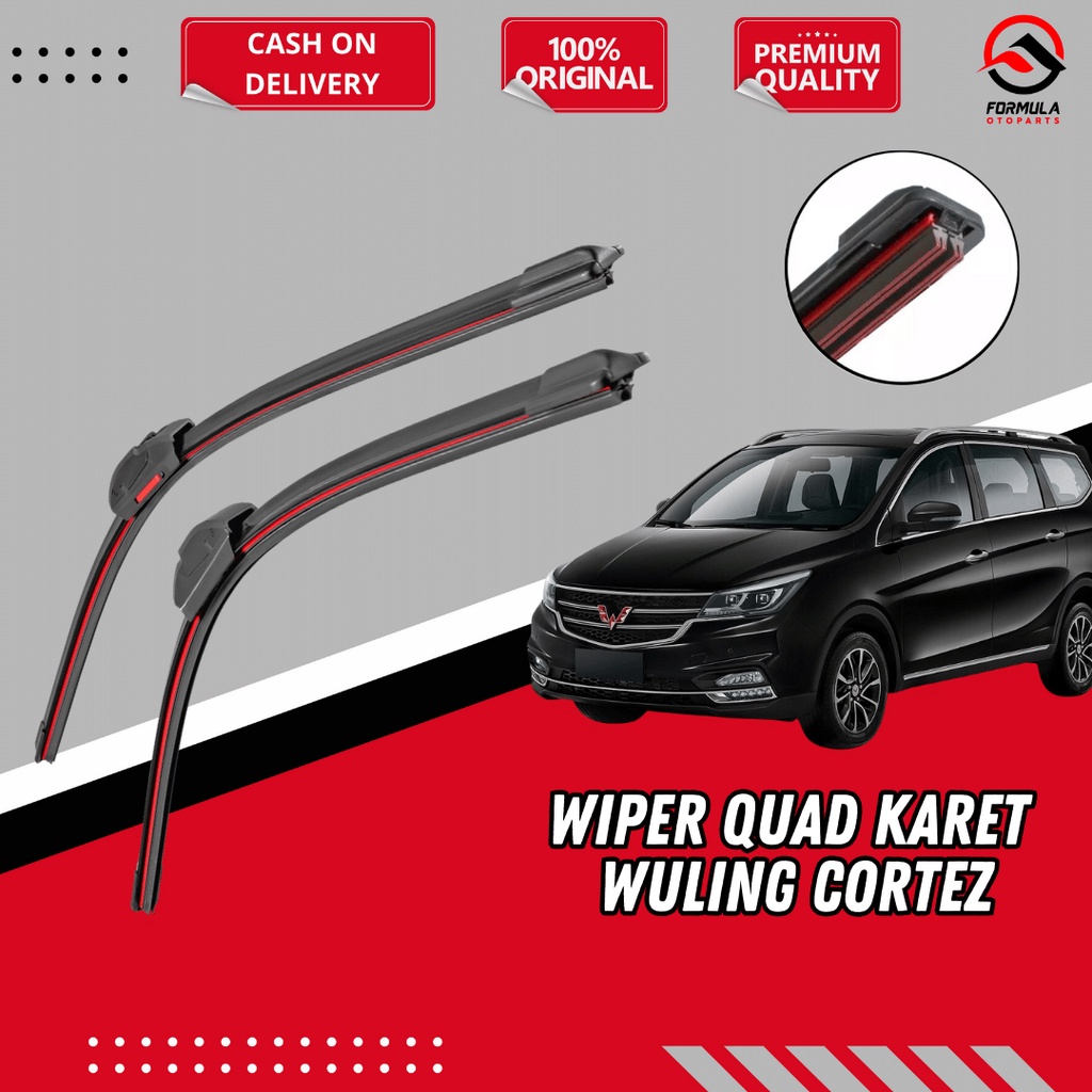 Jual Wiper Mobil Quad Karet Wuling Cortez Frameless Tanpa Rangka Besi 2