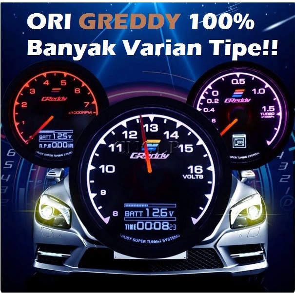 Jual TACHOMETER GREDDY ORI Indikator Mobil LCD Gauge Greedy Takometer 7