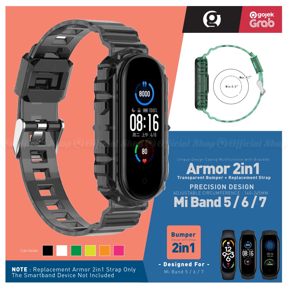 Jual Armor In Rubber Strap With Bumper Case Cover For Xiaomi Mi Band