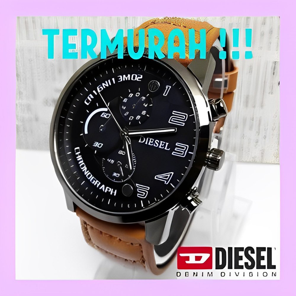 Jual Cod Jam Tangan Pria Chronographql Tali Kulit Disel Klasik Jam