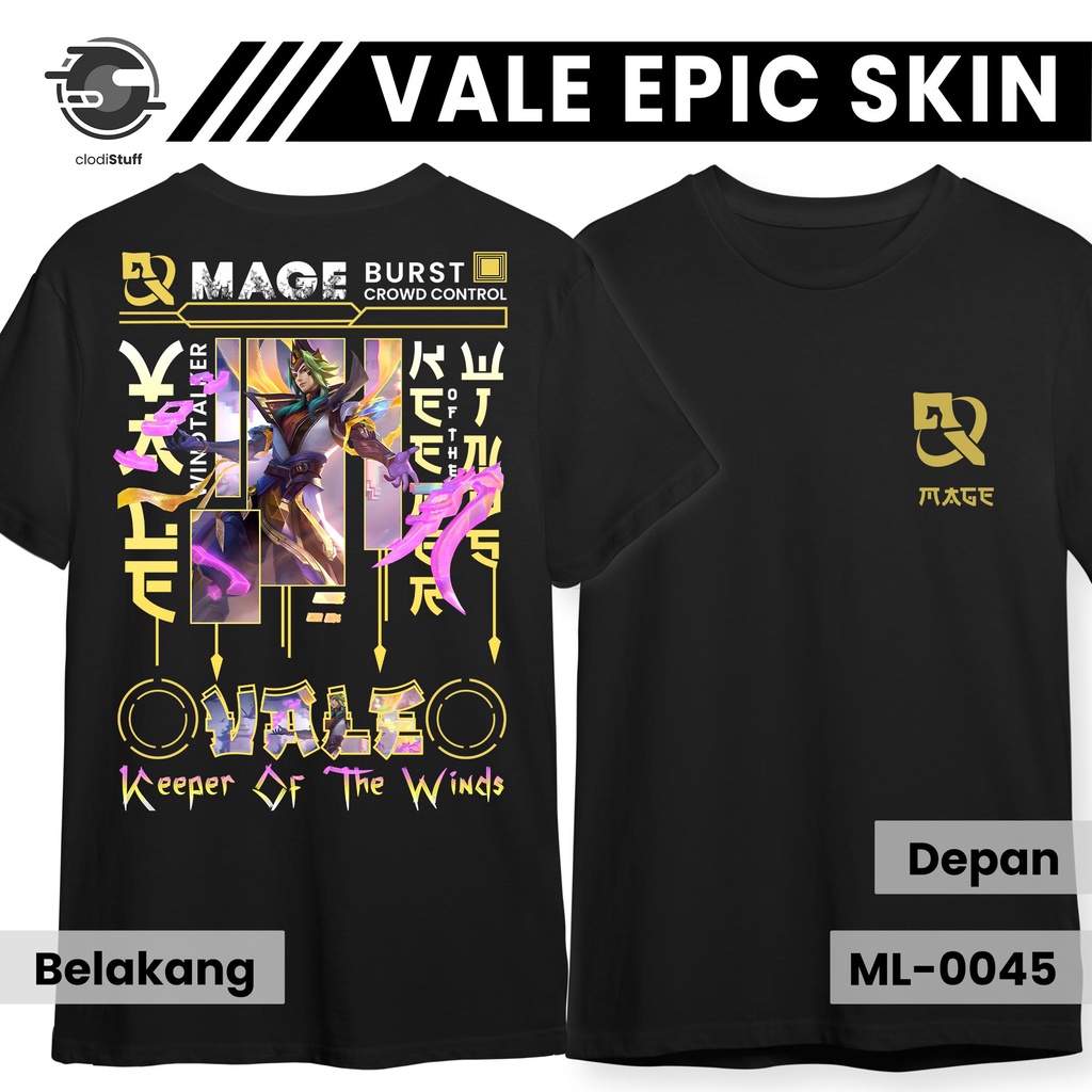 Jual Kaos VALE EPIC SKIN Mobile Legends Baju Distro ML MLBB Tshirt