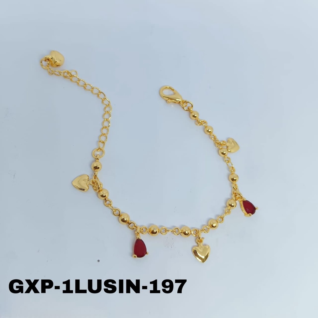 Jual 1 Lusin Isi 12 Gelang Xp Rantai Emas Gold Love Polos Oval