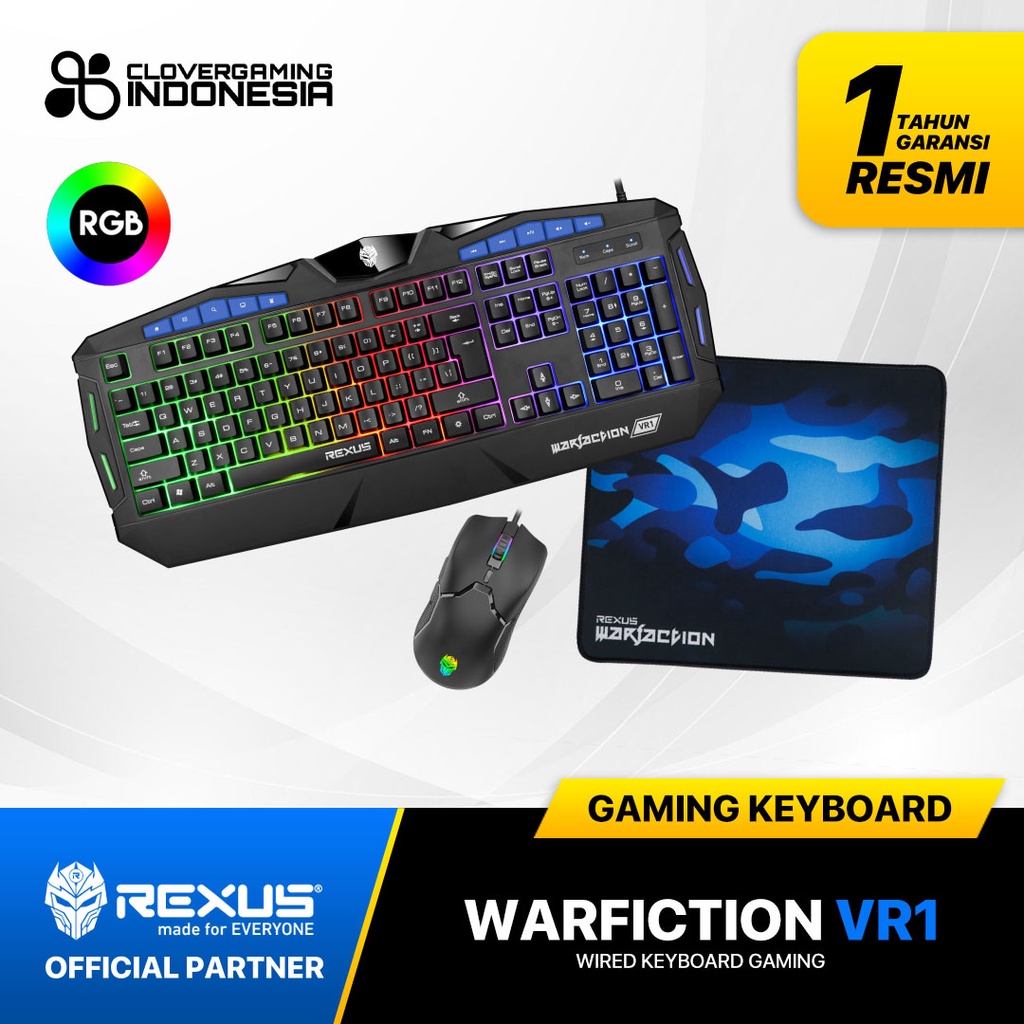 Jual Rexus Warfaction VR1 Combo Keyboard Mouse Gaming Bundle