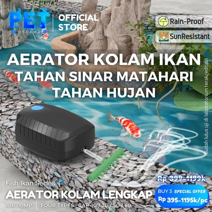 Jual AERATOR KOLAM IKAN DAN AQUARIUM TAHAN HUJAN DAN ANTI SINAR UV