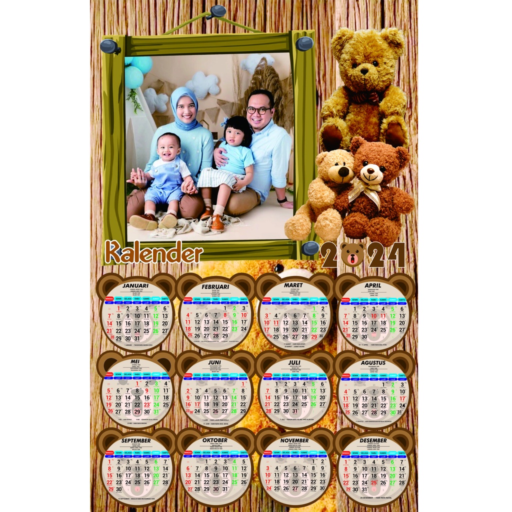 Jual Cetak Kalender Foto Custom Dinding Plus Kaleng Gantung 2024 1 Foto