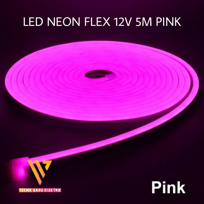 Jual LAMPU LED NEON FLEX 12V 5M PINK MERAH MUDA HURUF WATERPROOF