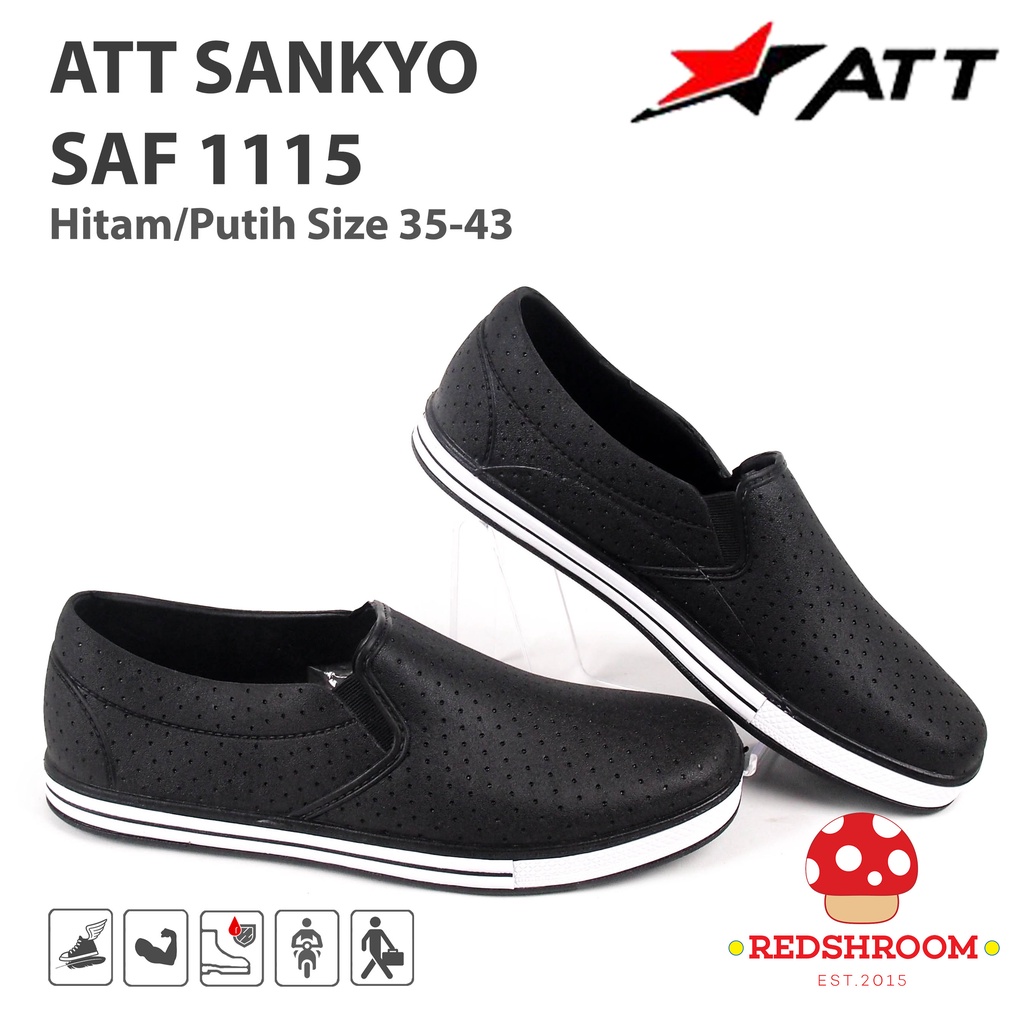 Jual Sepatu Pantofel Karet ATT SAF Sankyo 1115 Hitam Putih Karet