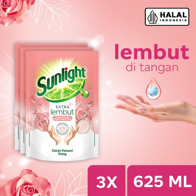 Jual Sunlight Sabun Cuci Piring Cair Refill Extra Lembut 625 ML X3