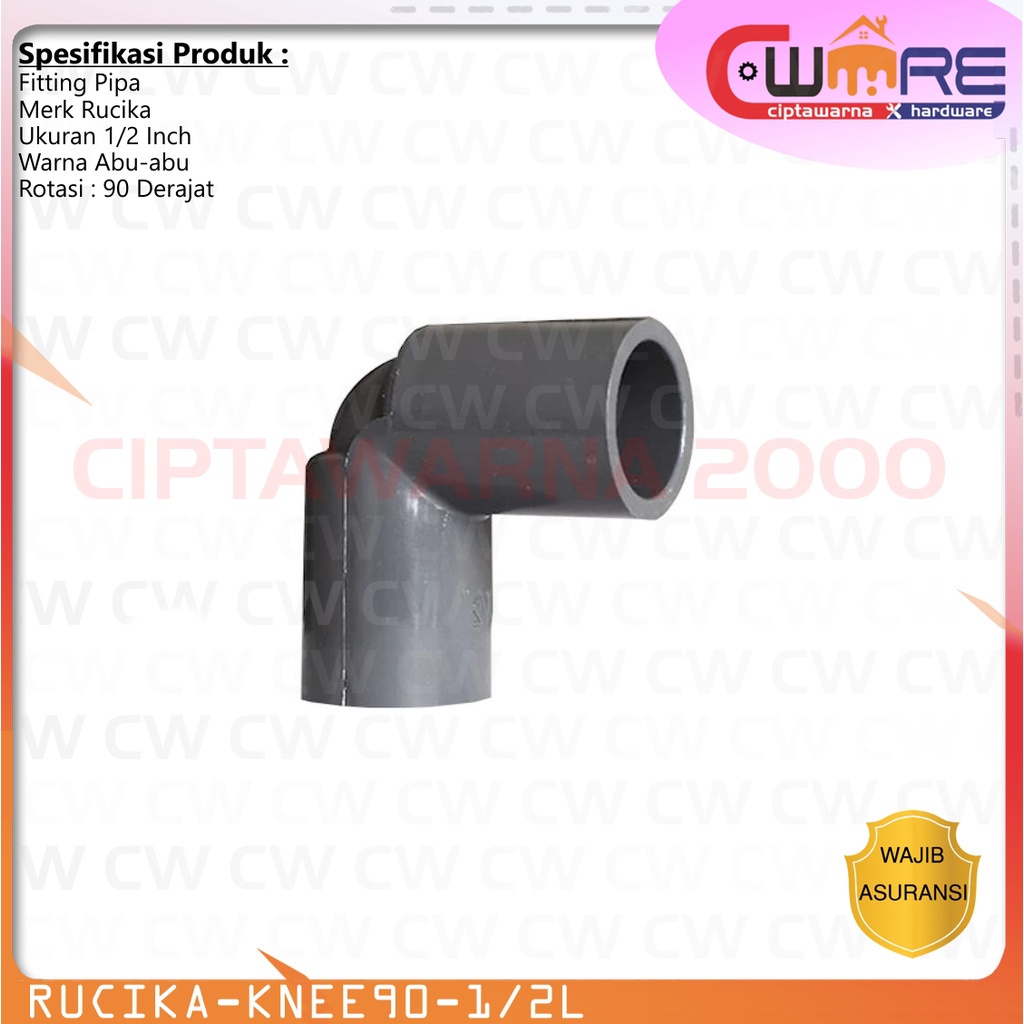 Jual Wavin Rucika Fitting Pipa Air AW Knee Knie Elbow 1 2 Inch Rumah