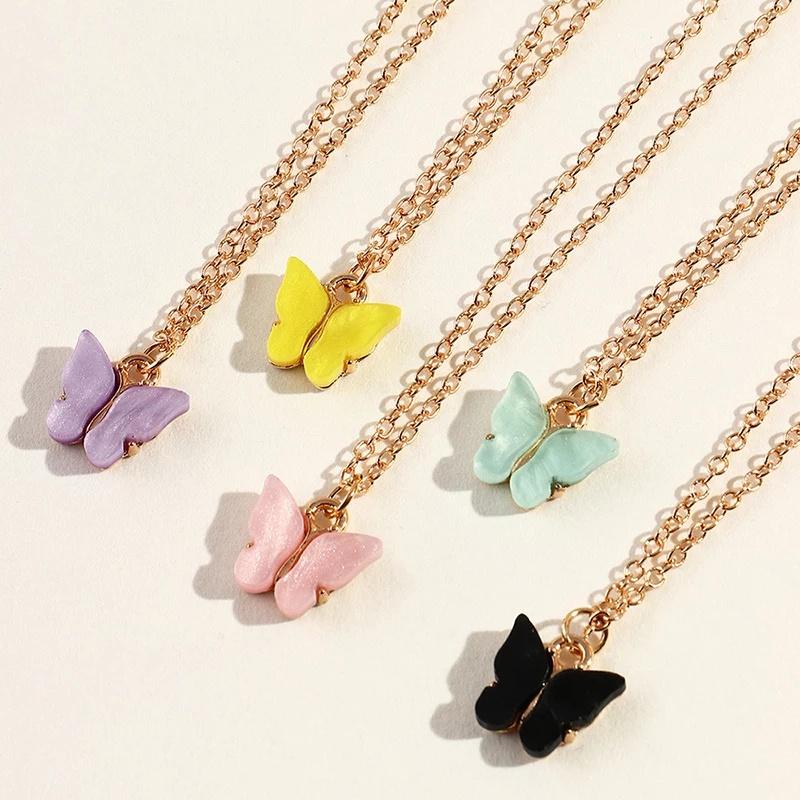 Jual Kalung Wanita Korea Kupu Kupu Manis Warna Akrilik Kalung Fashion