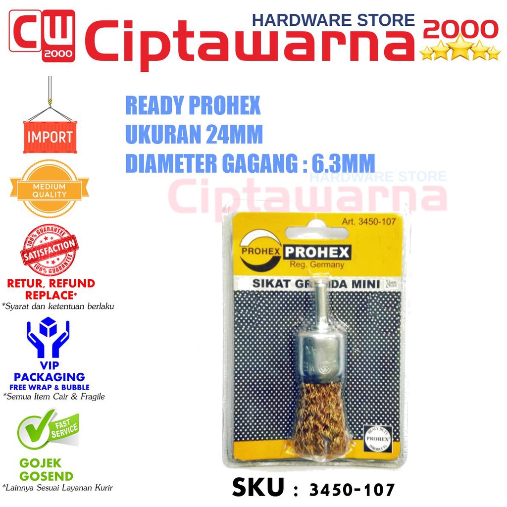 Jual Prohex Sikat Kawat Gagang Mm Mata Bor Brush Wire