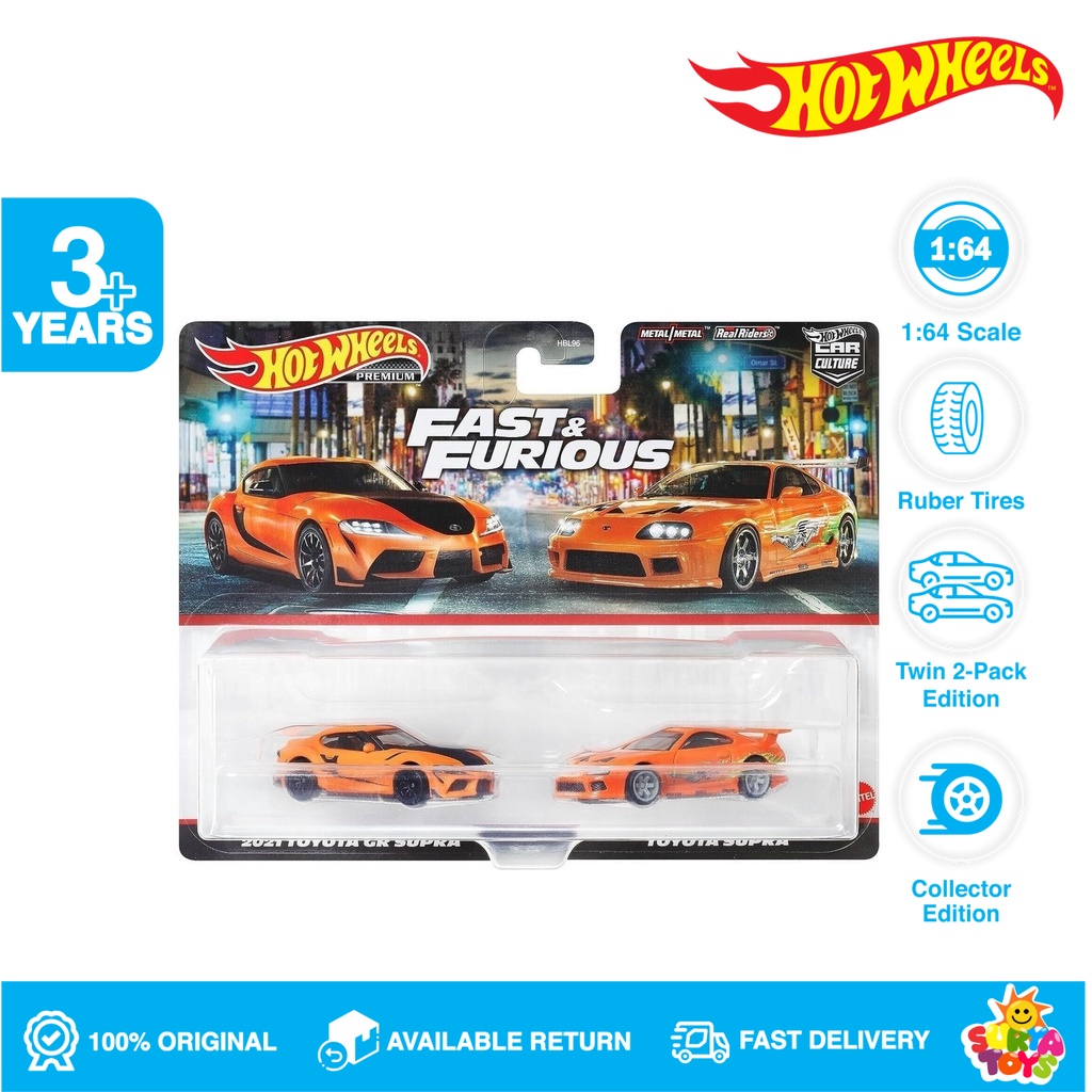 Jual Hot Wheels Premium Twin Pack 2 Pack Fast Furious Toyota GR Supra Toyota Supra Shopee