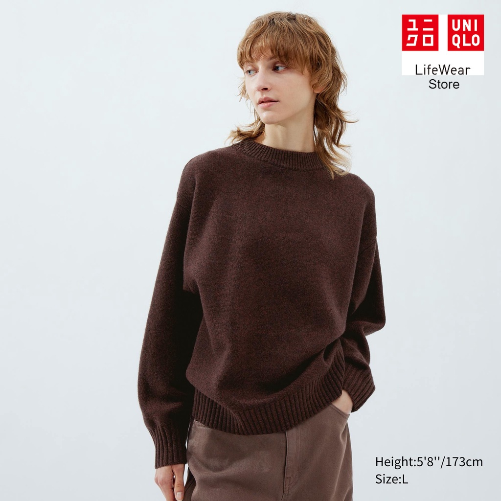 Jual Uniqlo Sweater Premium Lambswool Kerah Bulat Lengan Panjang