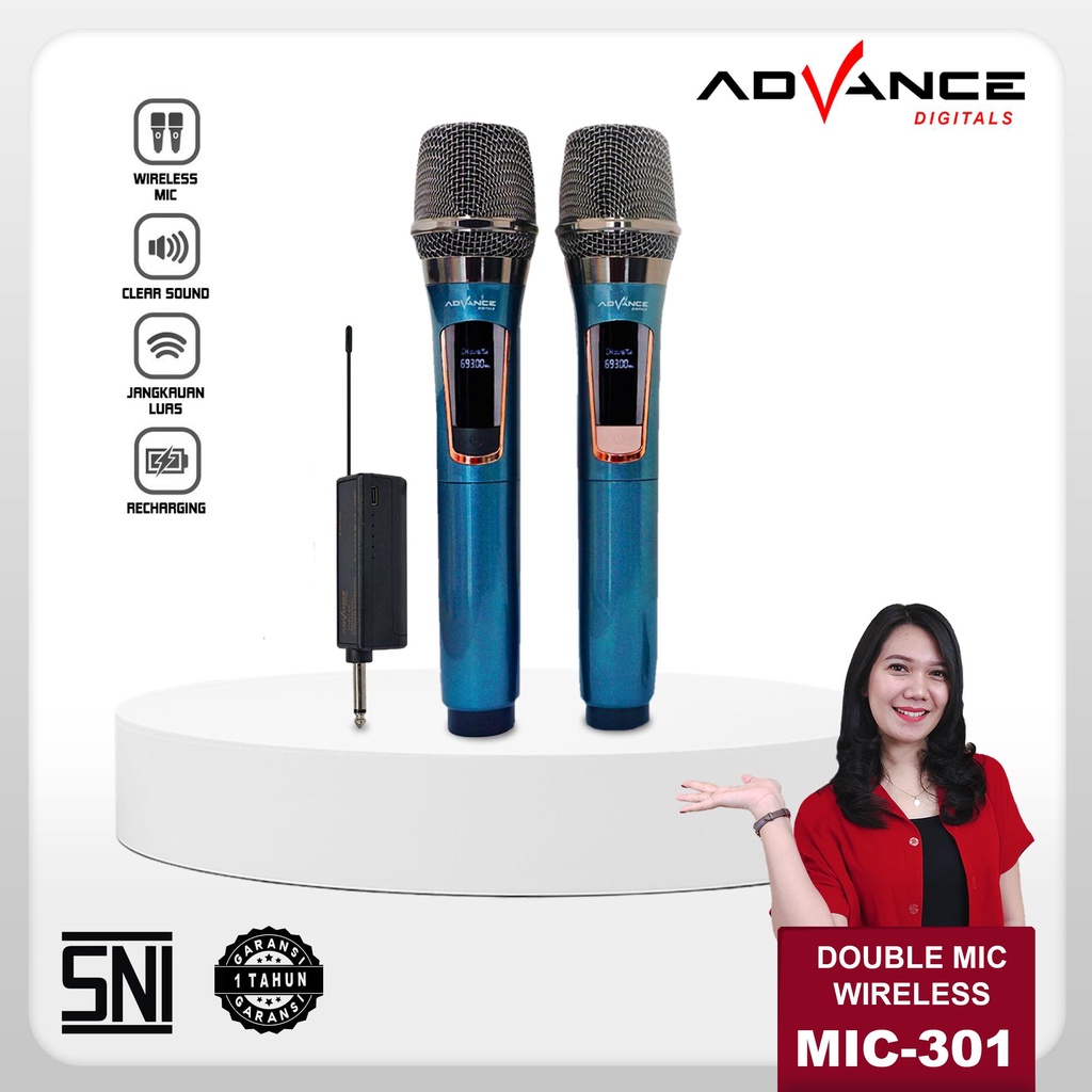 Jual Advance MIC 301 Profesional Mic Wireless Double Recharger Garansi