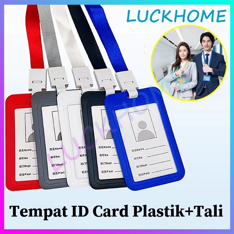 Jual Name Tag Id Card Holder Nilon Tali Lanyard Gantungan Kartu