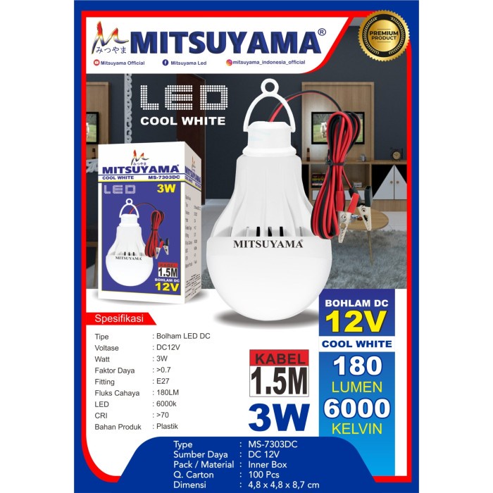 Jual Lampu Led Dc V Mitsuyama W W W W W Model Langsung Jepit