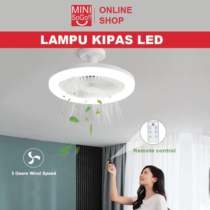 Jual Lampu Kipas Angin Remote 2in1 50W Fan Light LED Plafon Multifungsi